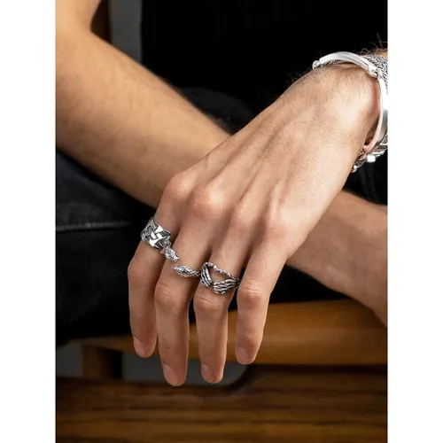 Men's Stainless Steel Vintage Snake Ring - Nialaya - Modalova