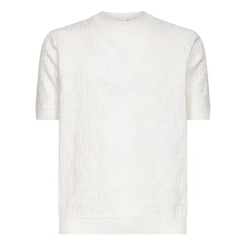 White Jacquard Knit Sweater - Fendi - Modalova