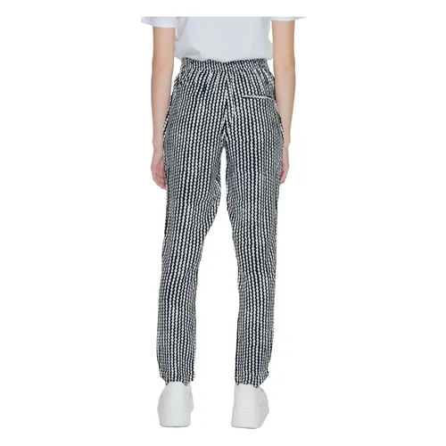 Geometric Pattern Black Trousers with Laces - Only - Modalova