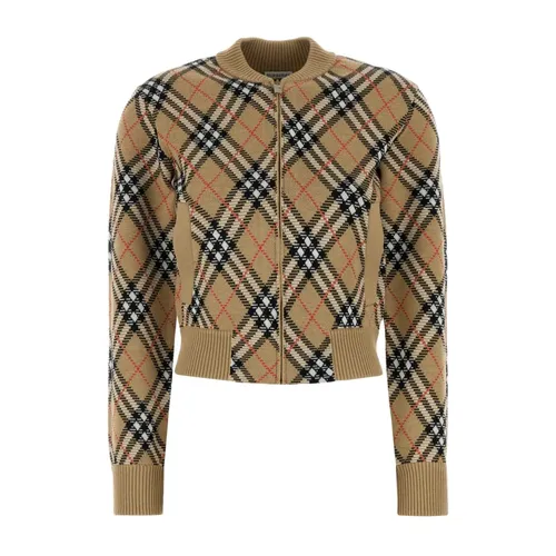 Check Wool Blend Cardigan - Burberry - Modalova