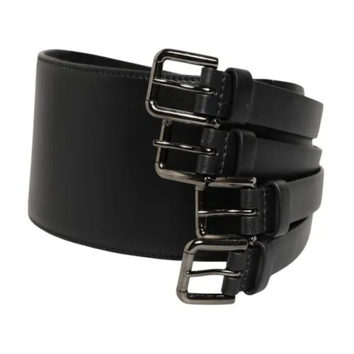 Black Leather Multi-Buckle Belt - Dolce & Gabbana - Modalova