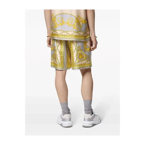 Golden Silk Print Shorts - Versace - Modalova
