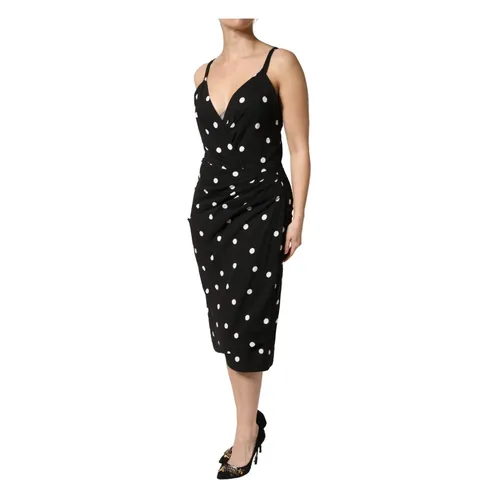 Polka Dotted Viscose Sheath Dress - Dolce & Gabbana - Modalova