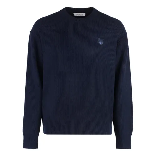Fox Front Patch Crew-neck Sweater - Maison Kitsuné - Modalova