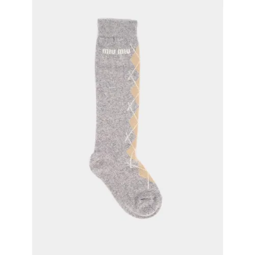 Wool Cashmere Blend Socks - Miu Miu - Modalova