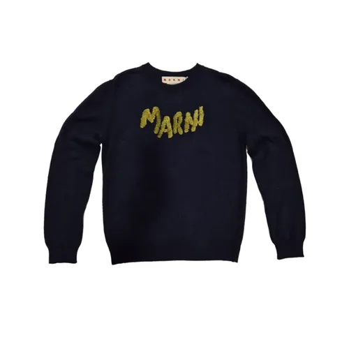 Blue Cotton Logo T-shirt - Marni - Modalova