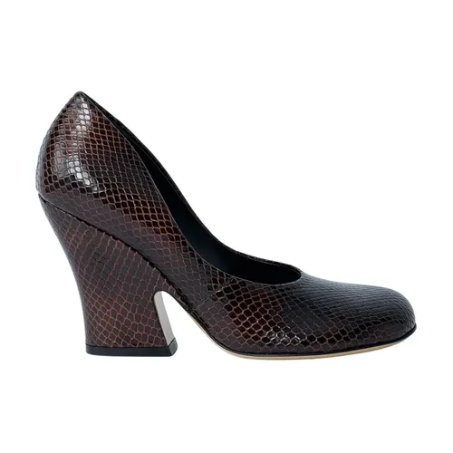 Python-Embossed Leather Wedge Pumps - Dries Van Noten - Modalova