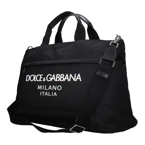 Nylon Holdall with Rubberized Logo - Dolce & Gabbana - Modalova