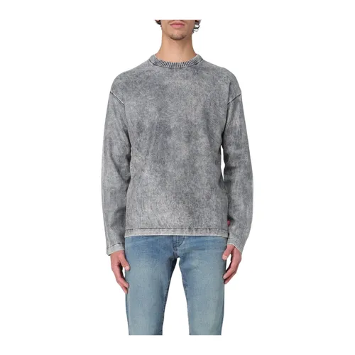Grey Acid Wash Crew Neck Jumper - Diesel - Modalova