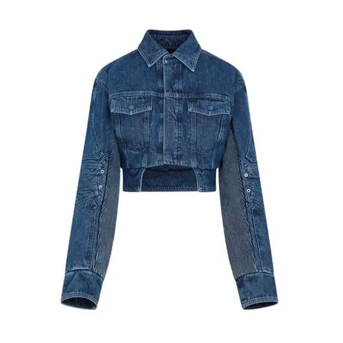 Motorcycle Hole Crop Jacket - Off White - Modalova