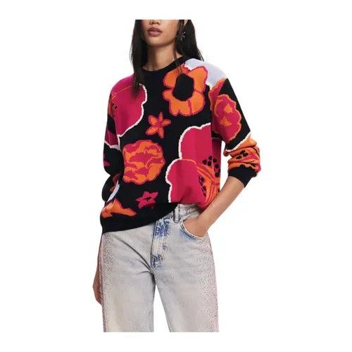 Floral Print Pullover Sweater Long Sleeve Knit - Desigual - Modalova