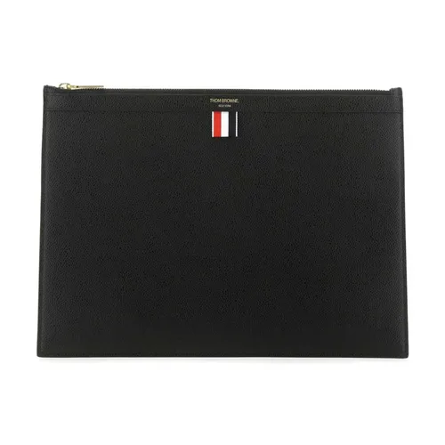Stylish Black Leather Document Case - Thom Browne - Modalova