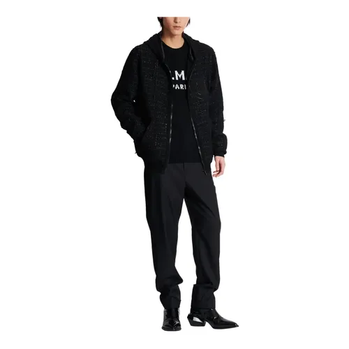 Tweed hooded jacket - Balmain - Modalova