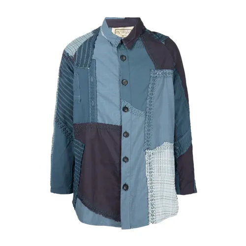 Patchwork Shirt Jacket Classic Collar - By Walid - Modalova