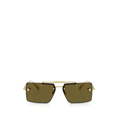 Rectangular Metal Sunglasses - Versace - Modalova