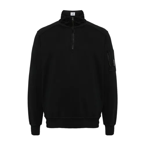 Black Zipped Sweatshirt Casual Style - C.p. Company - Modalova
