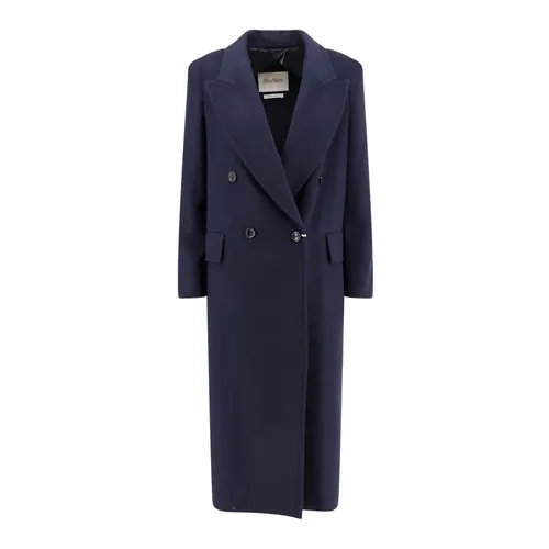Blue Wool Cashmere Double-Breasted Coat - Max Mara - Modalova