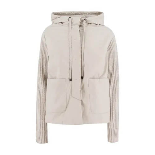 Contrast Fabric Jacket with Front Pockets - Le Tricot Perugia - Modalova