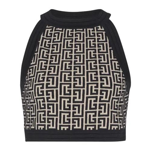 Top de punto con monograma - Balmain - Modalova