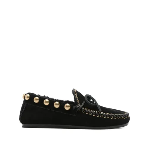 Black Suede Leather Stud Moccasins - Isabel Marant - Modalova