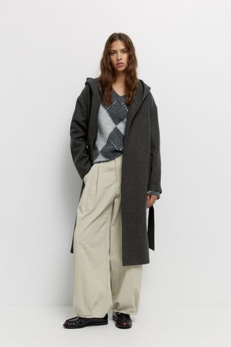 Manteau Long En Drap De Laine À Capuche - Pull&Bear - Modalova
