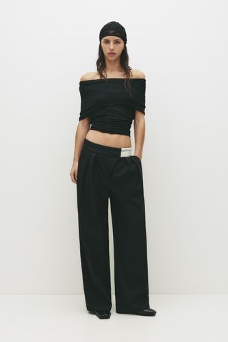 Pantalon Taille Croisée Contrastée - Pull&Bear - Modalova