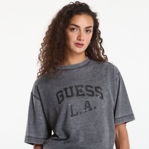 Maglietta Ss Cn Burnout Oversize Tee L - GUESS - Modalova