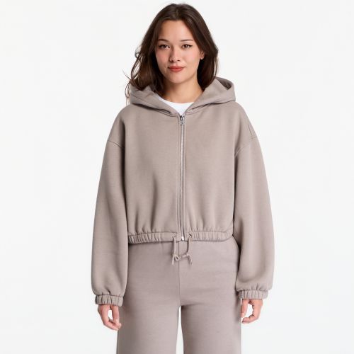 Felpa Fluffy Cropped Zip Hoodie M - Urban Classics - Modalova