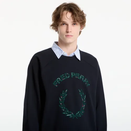 Felpa Tartan Applique Sweatshirt XL - FRED PERRY - Modalova