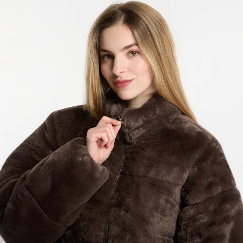 Giacca Short Faux Fur Puffer Jacket M - Urban Classics - Modalova