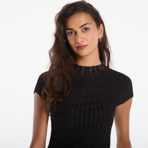 Maglietta Ss Sheer Yoke Cn Perilla Ribbed Tee / S - GUESS - Modalova