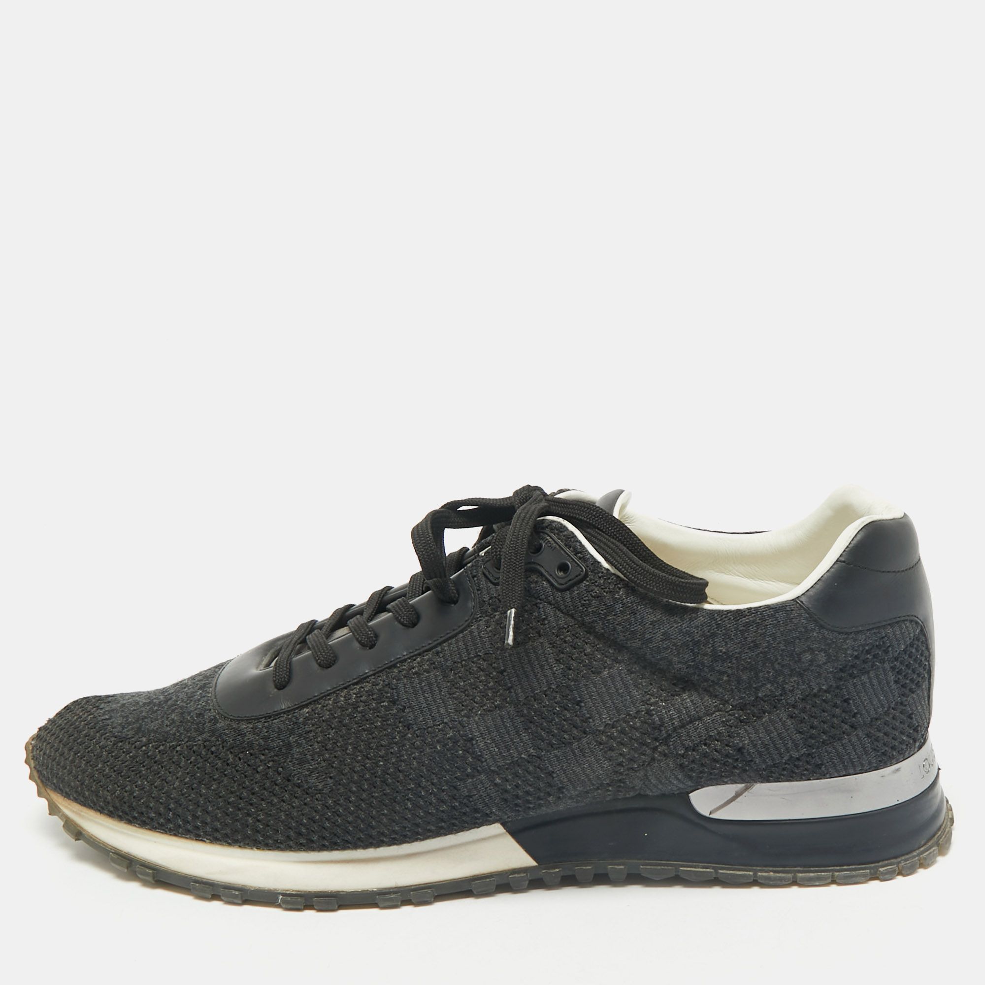 Louis Vuitton Black Damier Knit Fabric And Leather Run Away Low Top Sneakers Size 44 - Louis Vuitton - Modalova