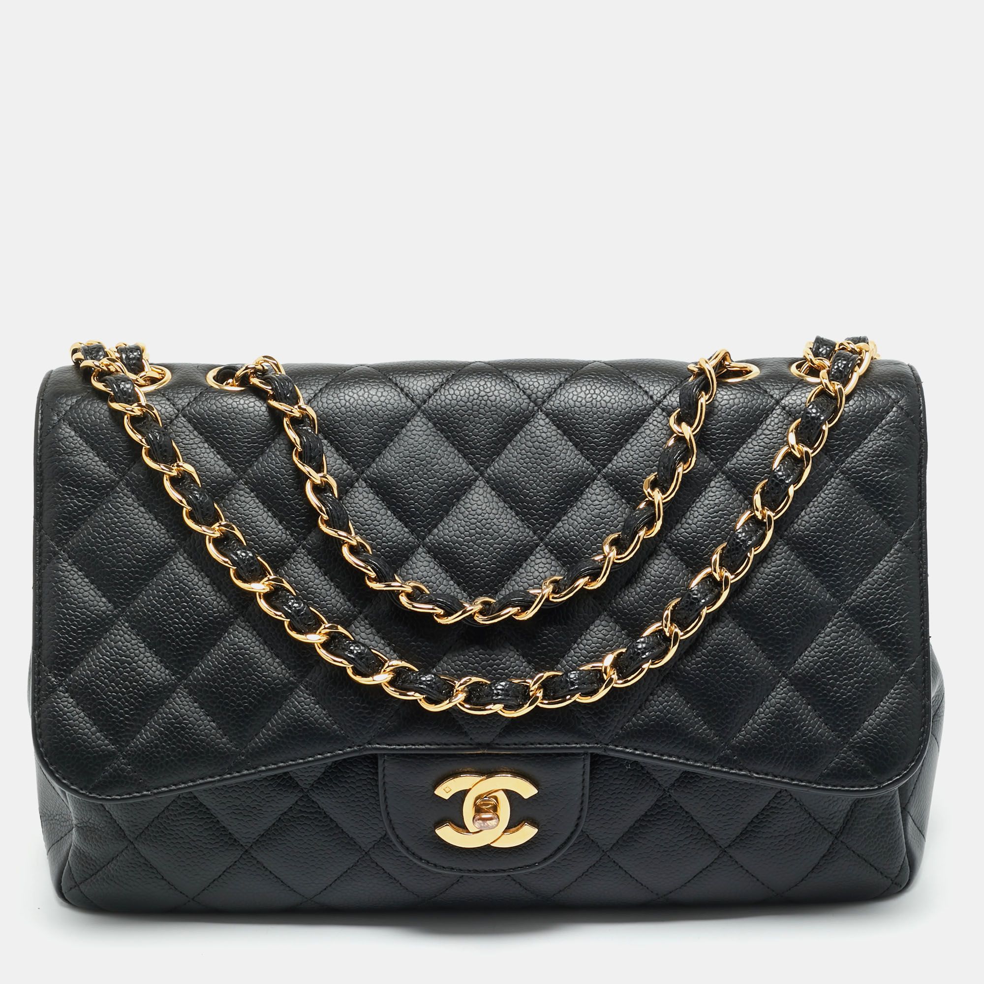Quilted Caviar Leather Jumbo Classic Single Flap Bag - Chanel - Modalova