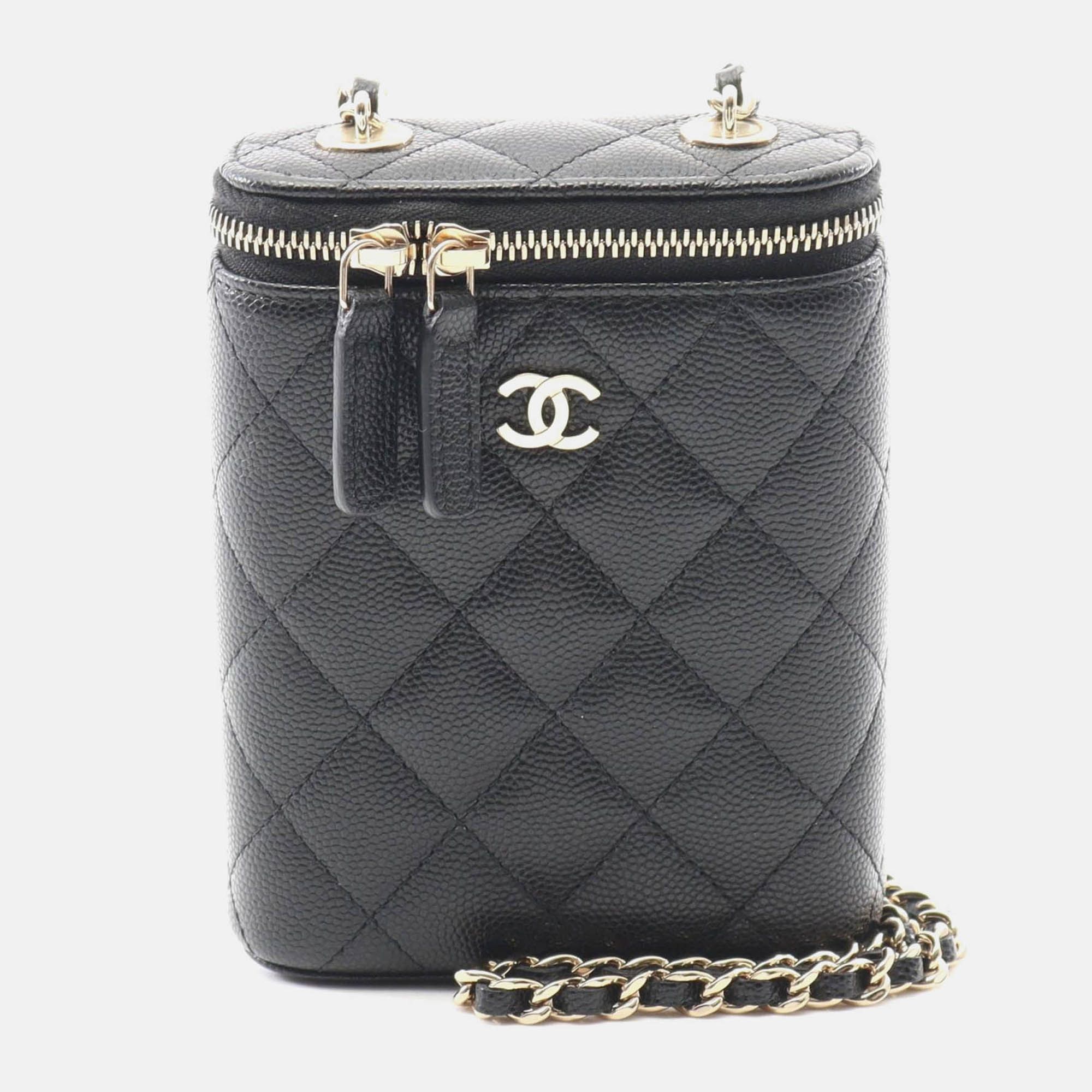 Matelassé Coco CC Calfskin Vanity Crossbody Chain Shoulder Bag GHW - Chanel - Modalova