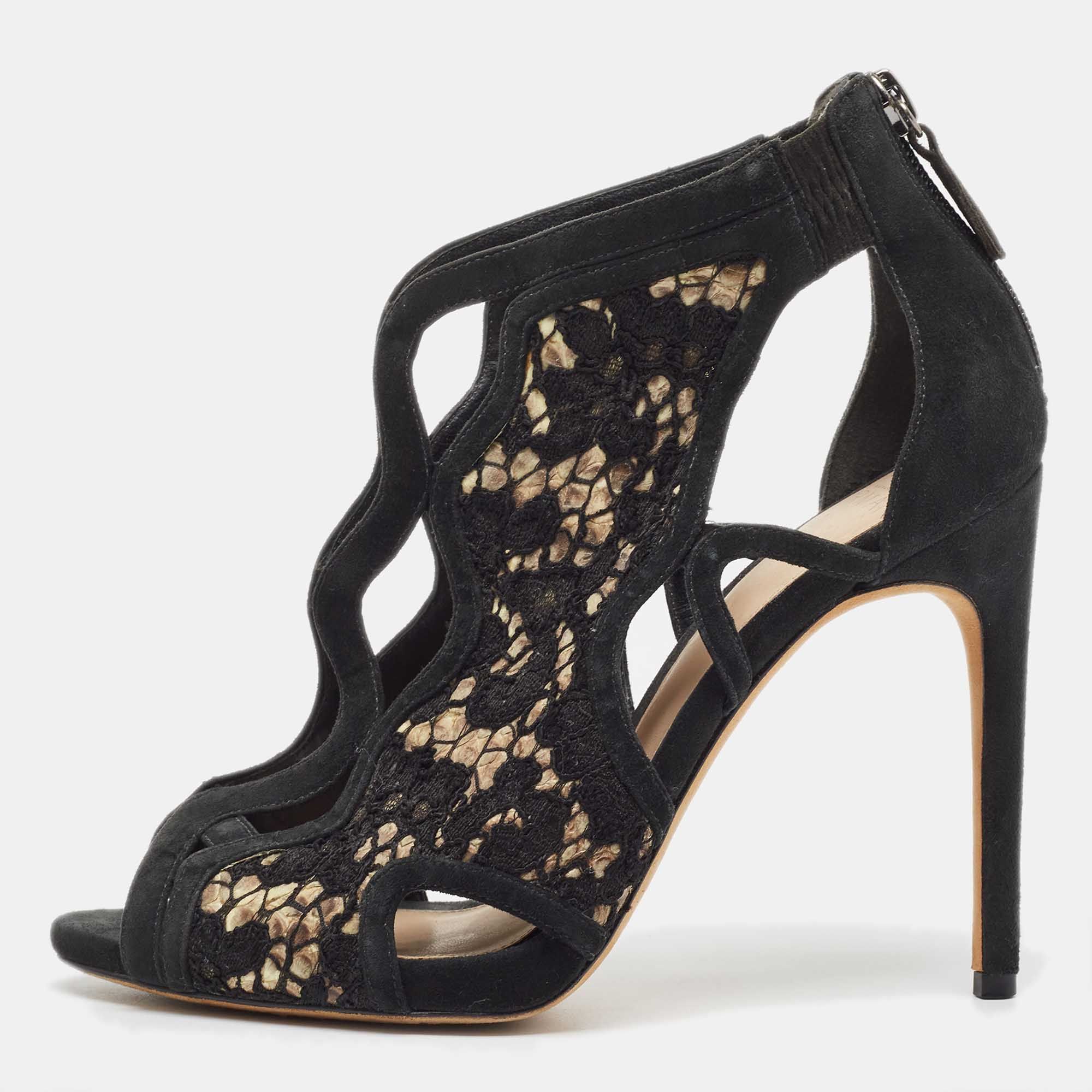 Mesh and Suede Ankle Strap Sandals Size 36 - Alexandre Birman - Modalova