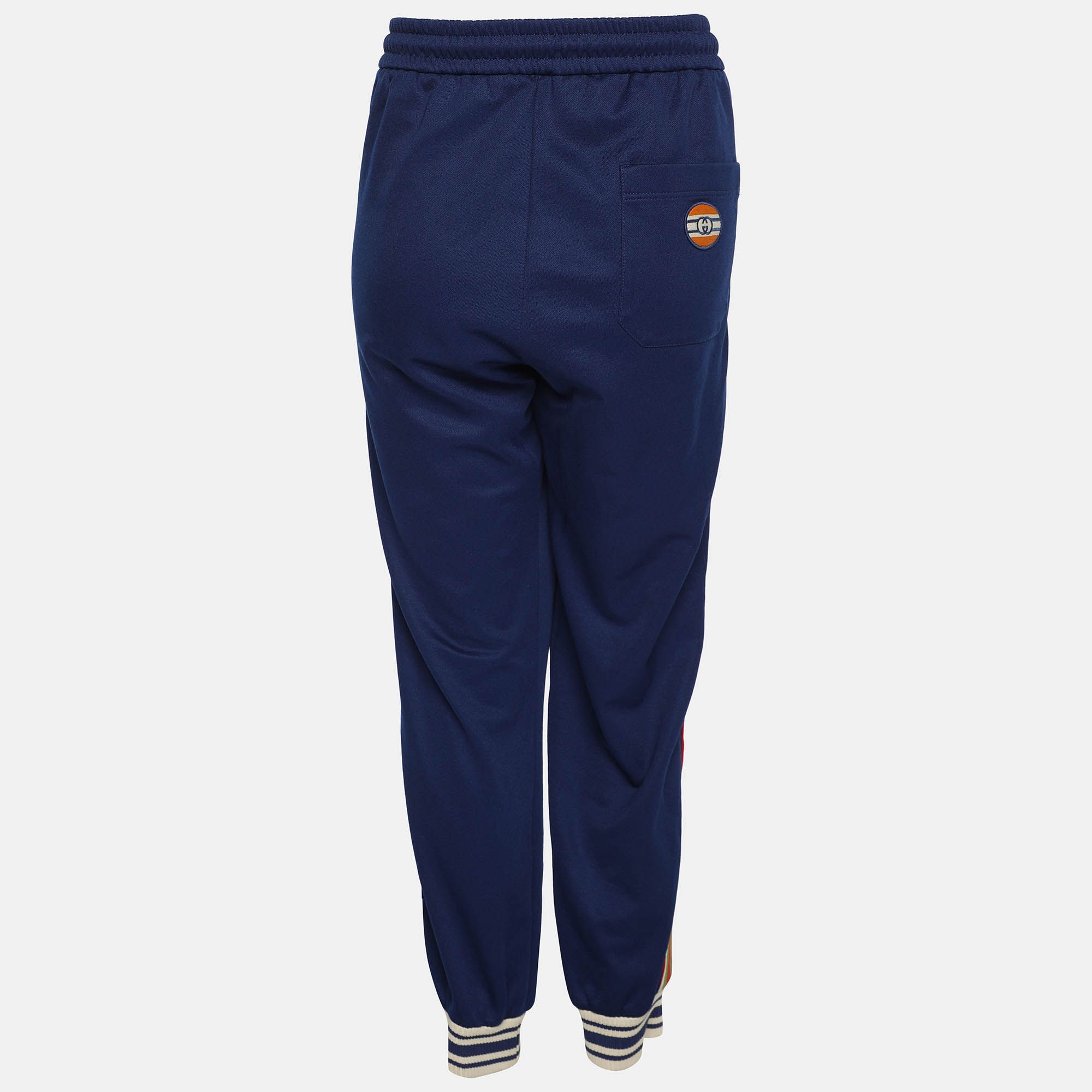 Gucci Colorblock Jersey Pattern Web Accent Varsity Track Pants L - Gucci - Modalova