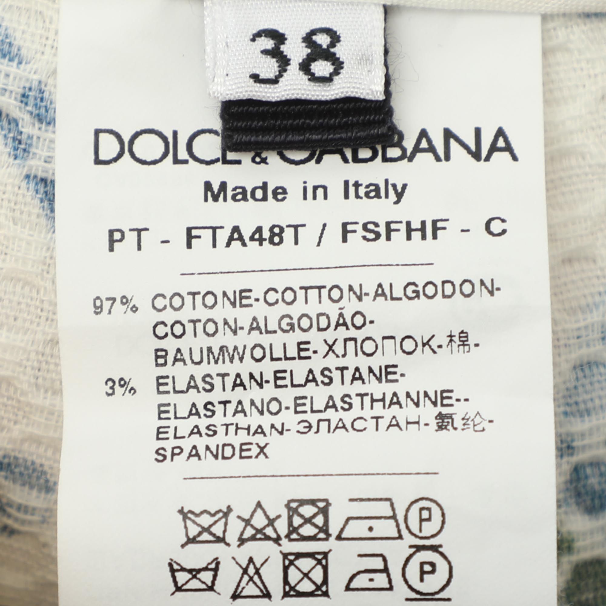 Majolica Print Cotton Cropped Trousers S - Dolce & Gabbana - Modalova