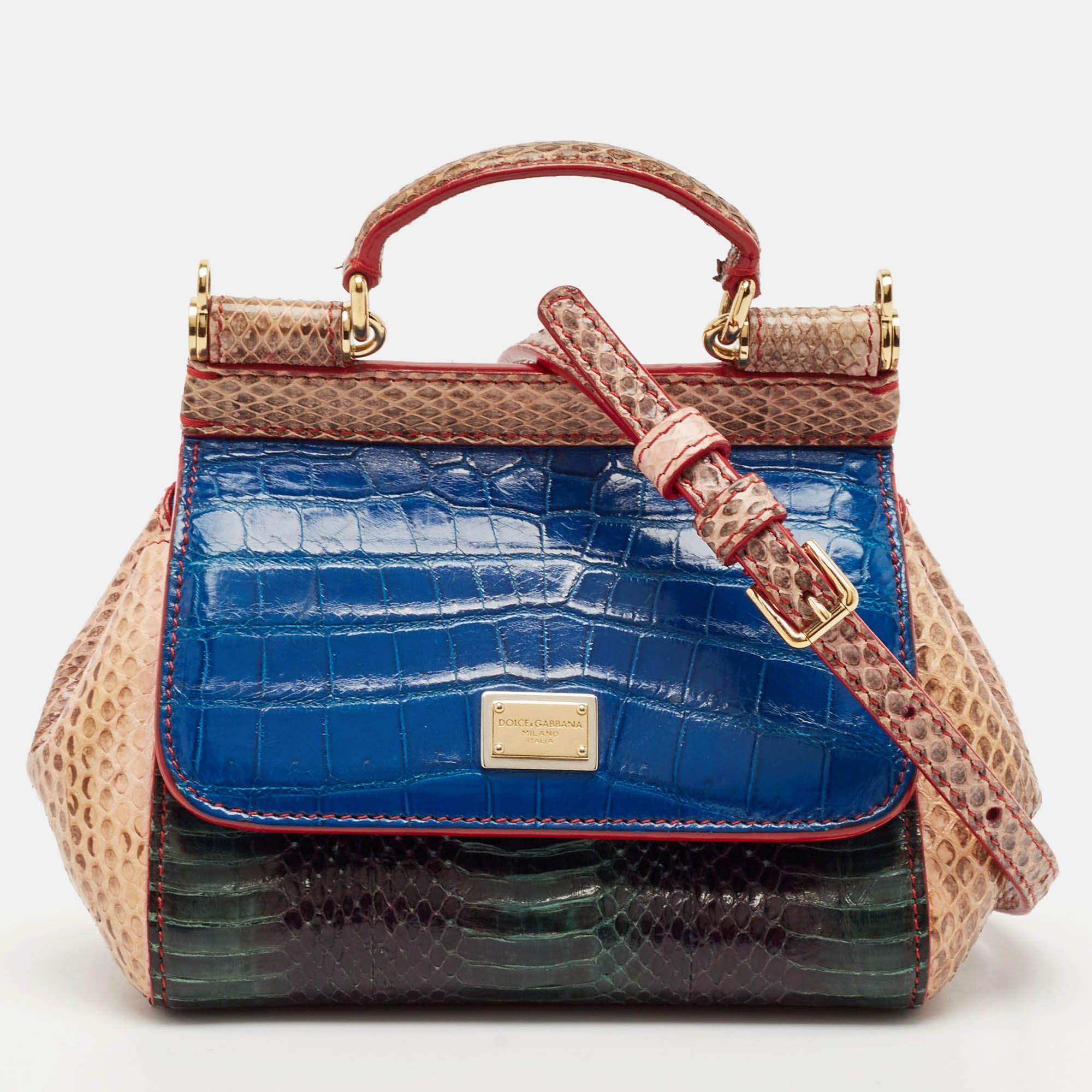 Dolce & Gabbana Multicolor Python and Croc Micro Miss Sicily Top Handle Bag - Dolce & Gabbana - Modalova