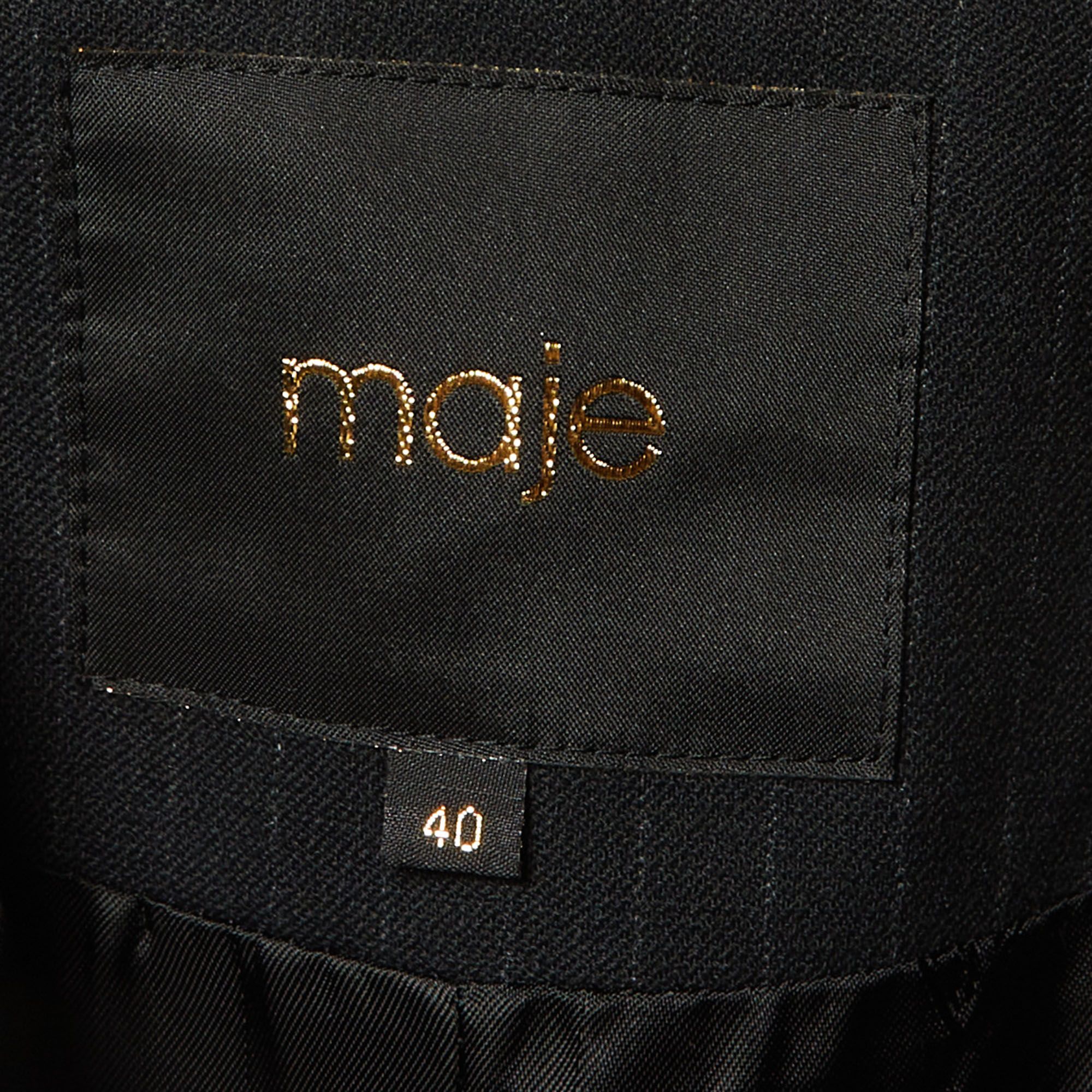 Striped Crepe Single Breasted Blazer L - Maje - Modalova