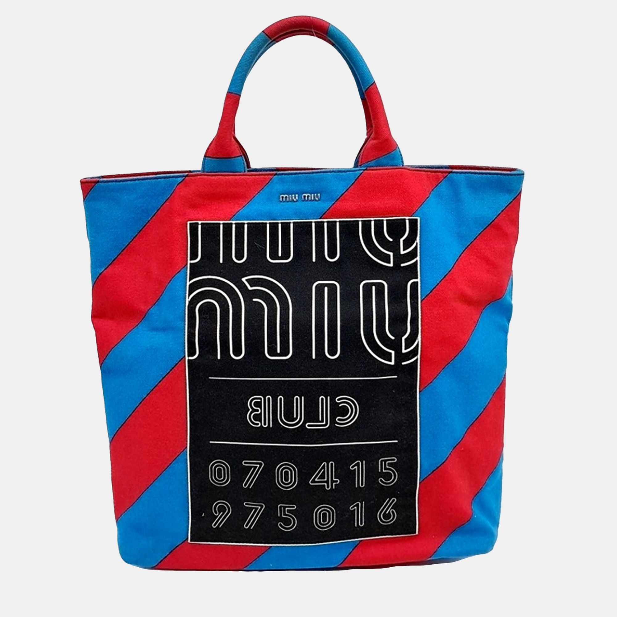 Miu Miu Blue Multicolor Red Fabric Miu Miu Blue/Red/Multicolor Fabric tote bag - Miu Miu - Modalova