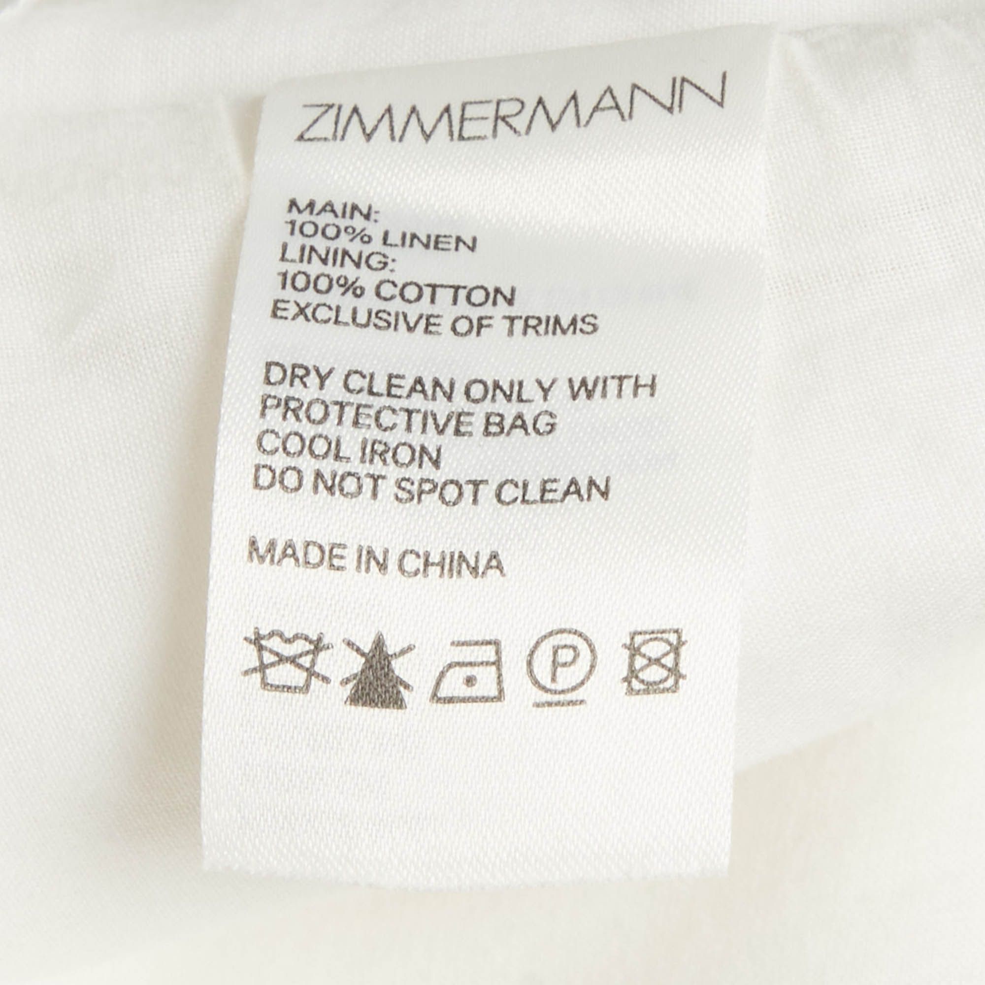 Linen Pleated Melody Off Shoulder Crop Top M - Zimmermann - Modalova