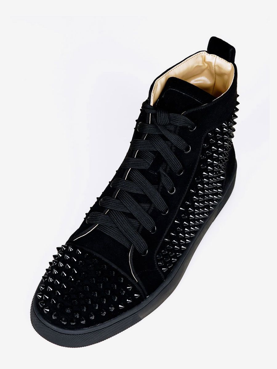 Men's High Top Sneakers Round Toe Rivets Shoes - milanoo.com - Modalova