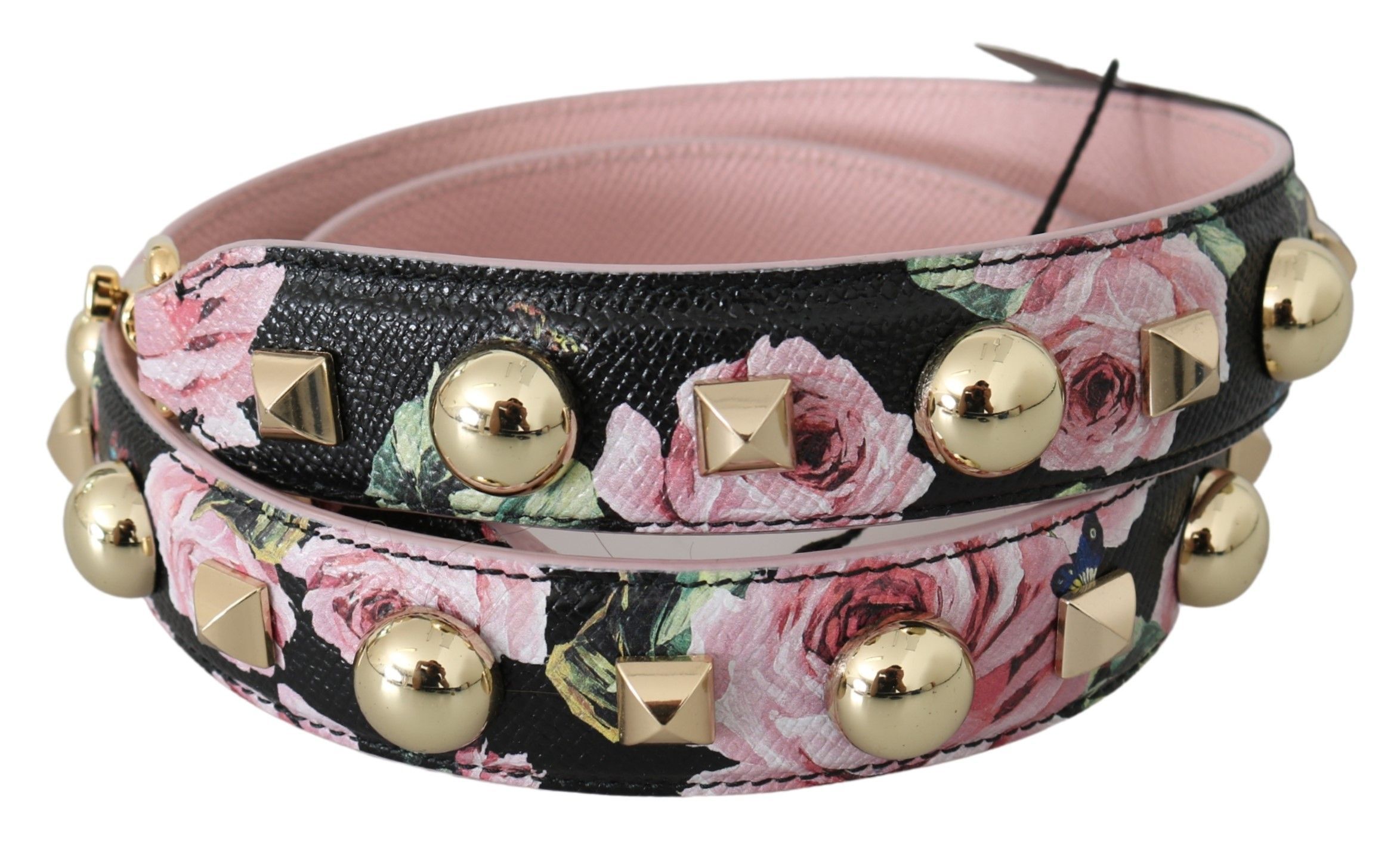 Pink Floral Leather Stud Accessory Shoulder Women's Strap - Dolce & Gabbana - Modalova