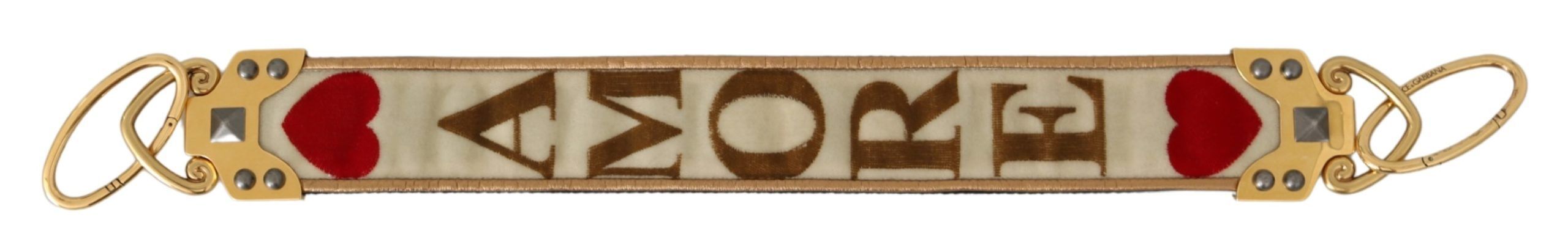 White Textile Leather AMORE Shoulder Women's Strap - Dolce & Gabbana - Modalova