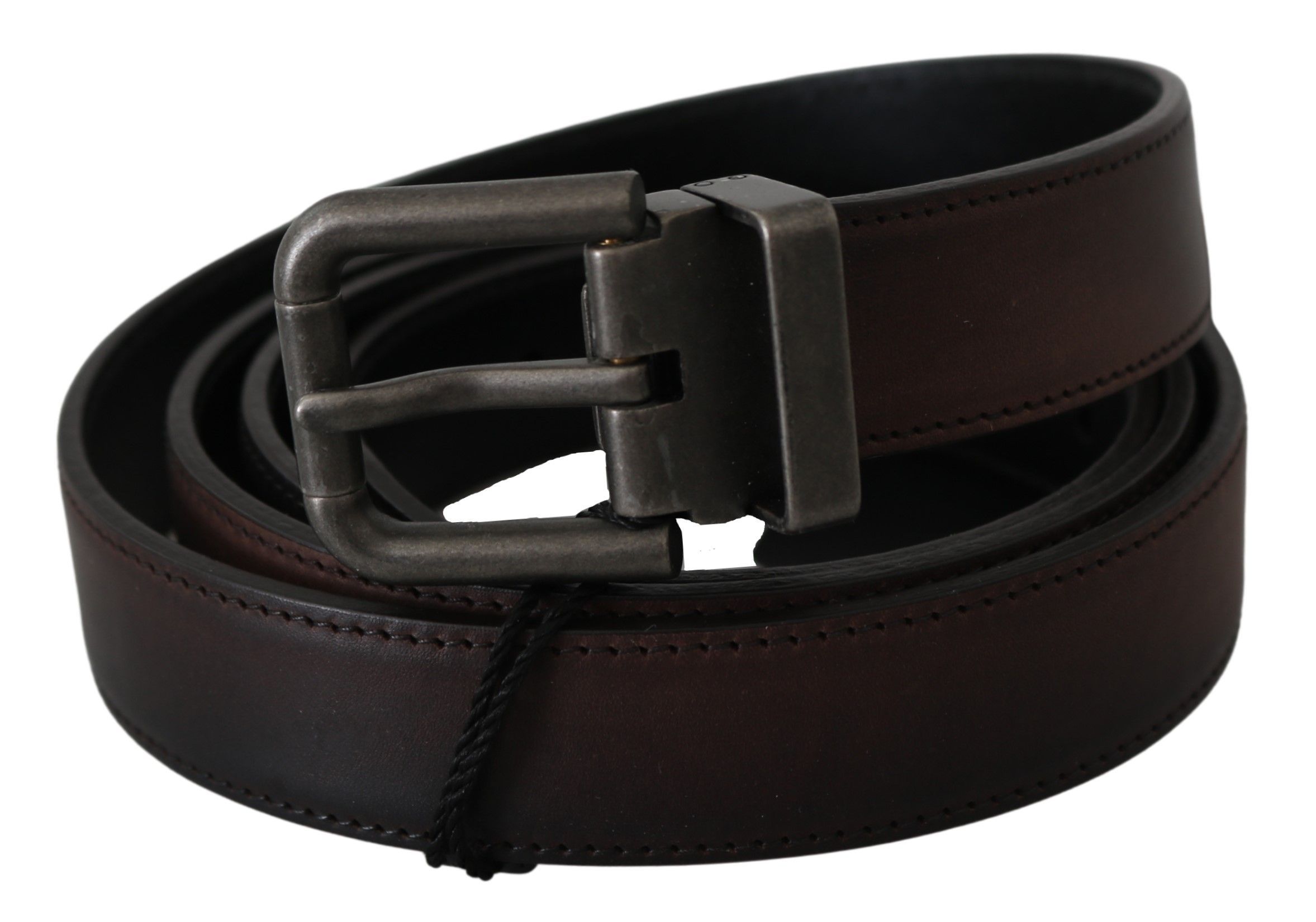 Solid Leather Gray Buckle Men's Belt - Dolce & Gabbana - Modalova