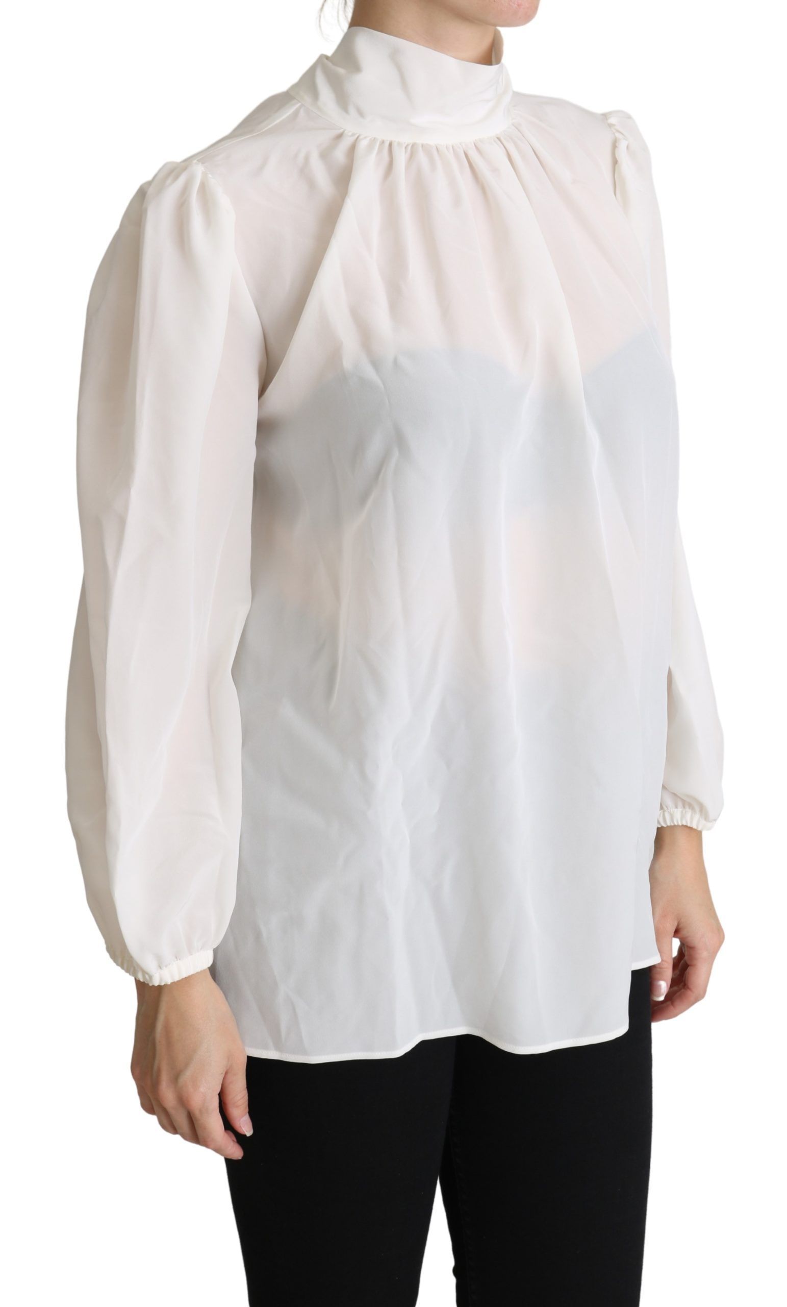 Silk Pussy Bow Long Sleeved Top Women's Blouse - Dolce & Gabbana - Modalova