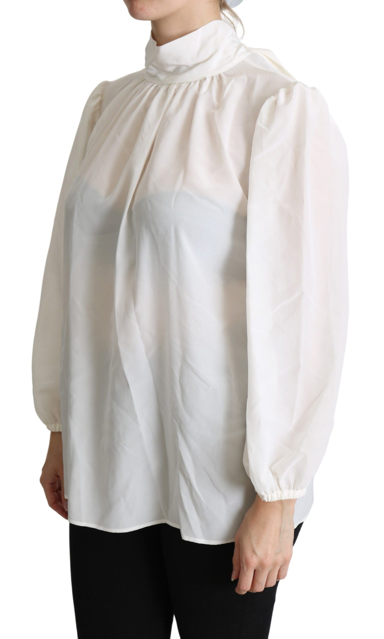 Silk Pussy Bow Long Sleeved Top Women's Blouse - Dolce & Gabbana - Modalova