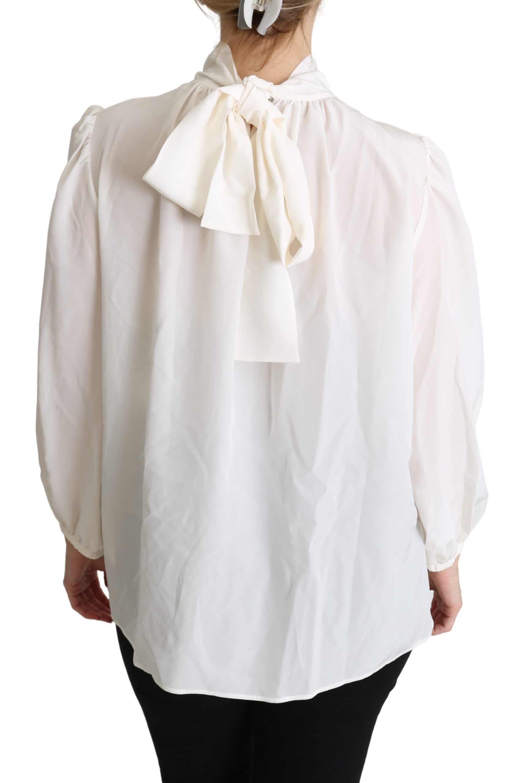 Silk Pussy Bow Long Sleeved Top Women's Blouse - Dolce & Gabbana - Modalova