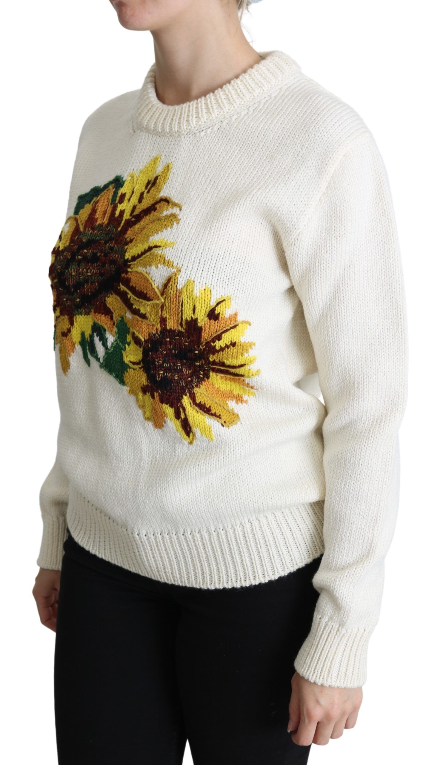 Floral Wool Pullover Sunflower Women's Sweater - Dolce & Gabbana - Modalova