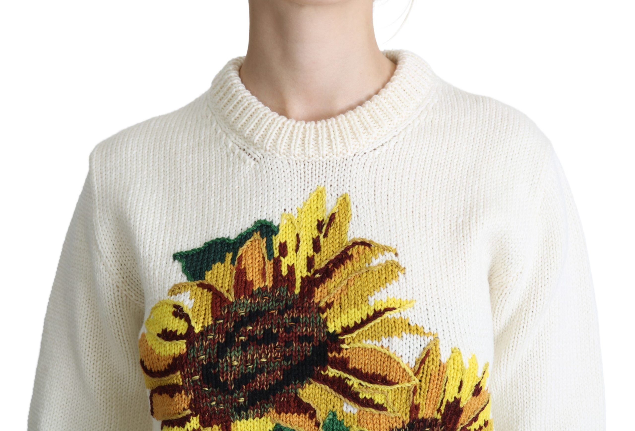 Floral Wool Pullover Sunflower Women's Sweater - Dolce & Gabbana - Modalova